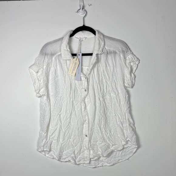 JANE + DELANCEY White Button-Up Women's Top SZ S NWT - Picture 1 of 6